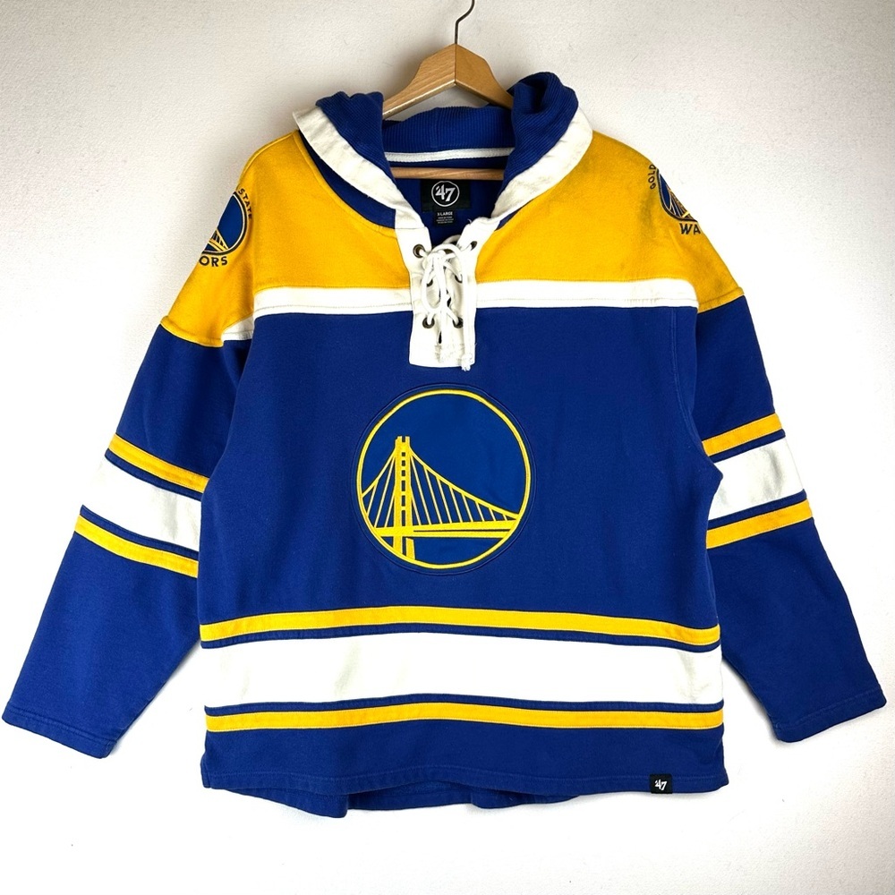 NBA Golden State Warriors Lace Up Hooded Embroidered Patch Sweatshirt
